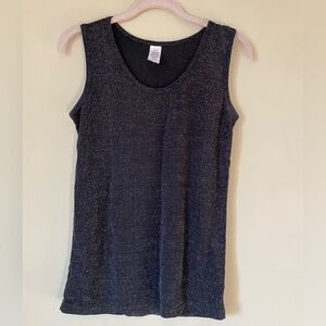 Avon Black Tank With Silver Metallic Thread M